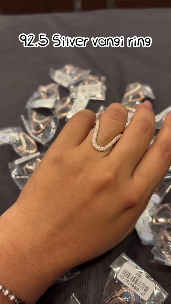 92.5 Silver Rose Gold Finish Vangi Rings From 'Lakshmi Tharai'