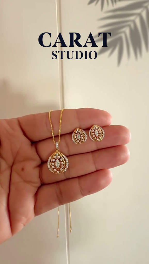 92.5 Silver White Stones Chain and Pendant Set From 'Carat Studio Jewelry'