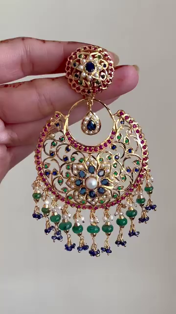 92.5 Sterling Silver Jadau Chandbali Earrings From 'Rudradhan'