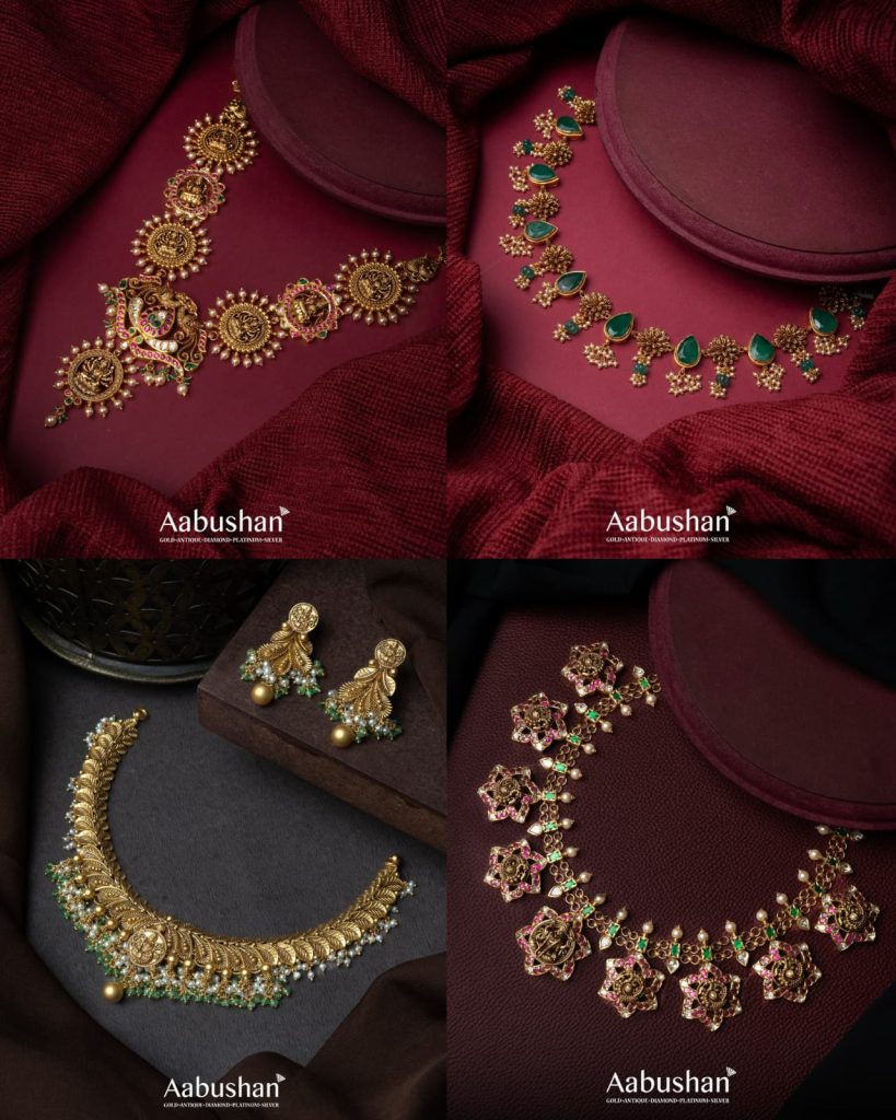 Antique Gold Temple Necklace Collection From 'Aabushan Jewellery'