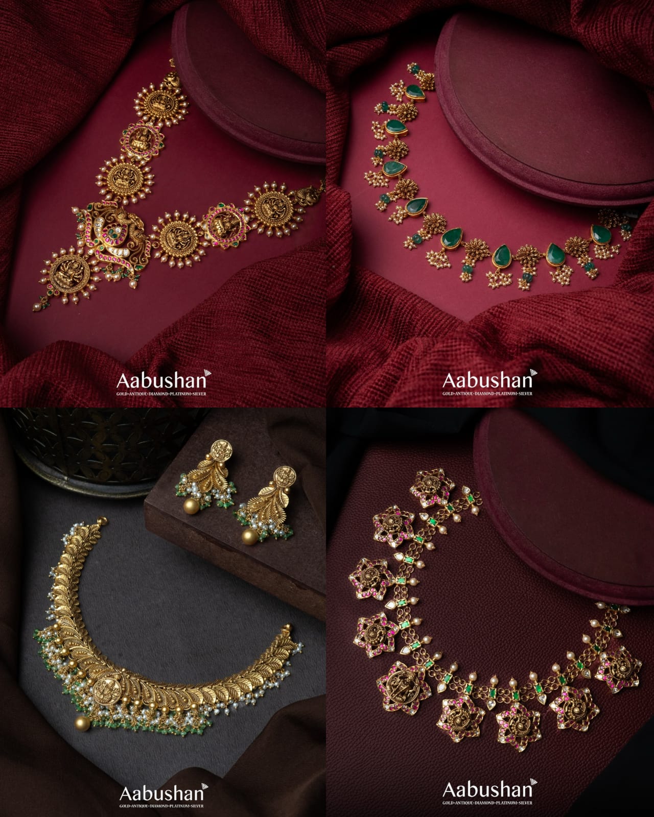 Antique Gold Temple Necklace Collection From 'Aabushan Jewellery'