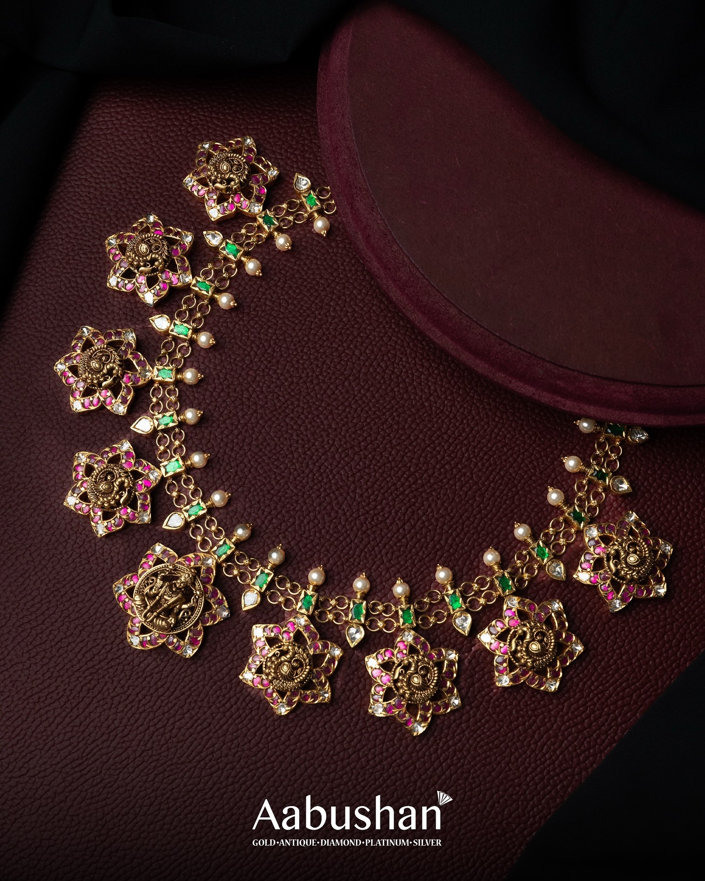 Antique Gold Temple Necklace Collection From 'Aabushan Jewellery'