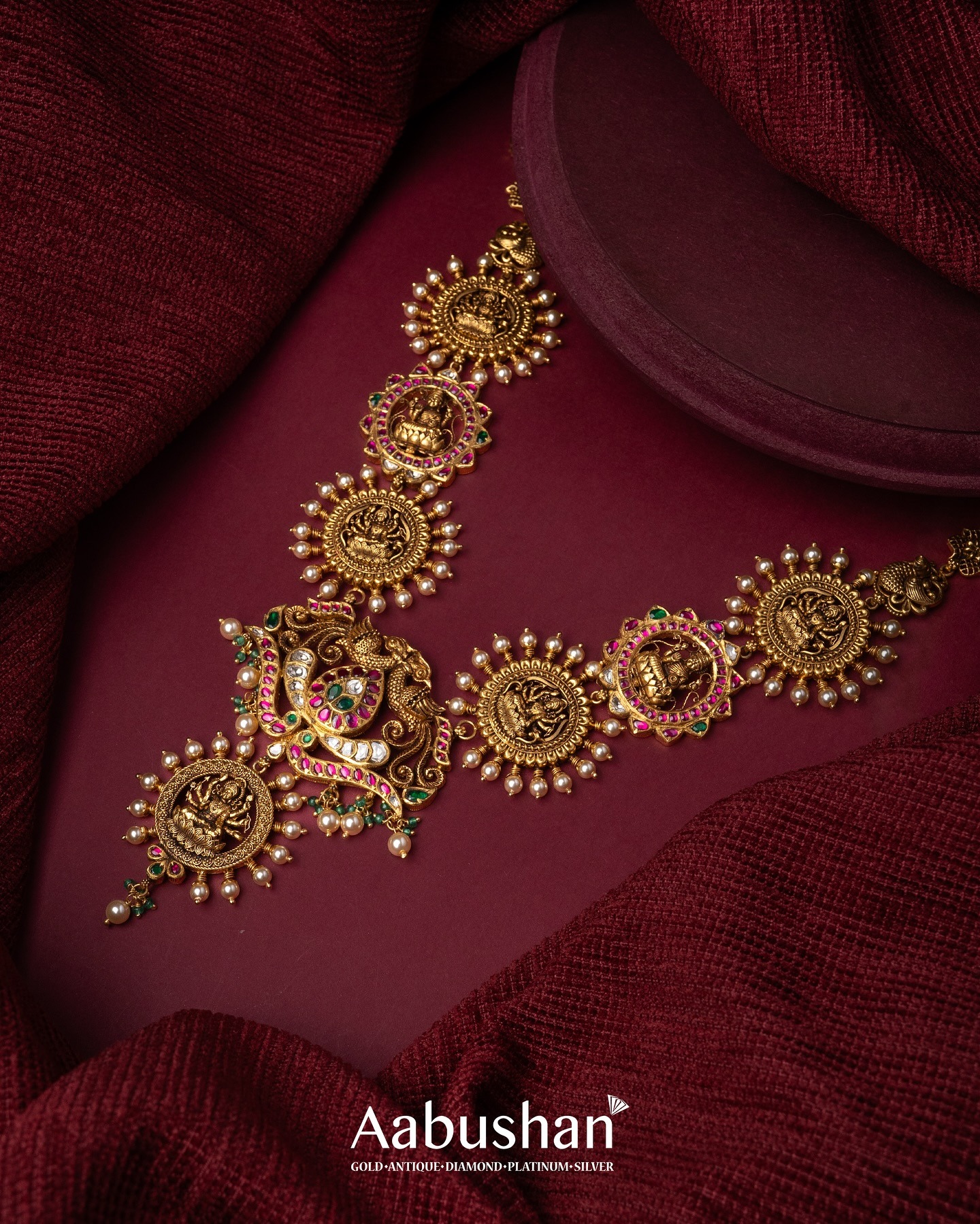 Antique Gold Temple Necklace Collection From 'Aabushan Jewellery'
