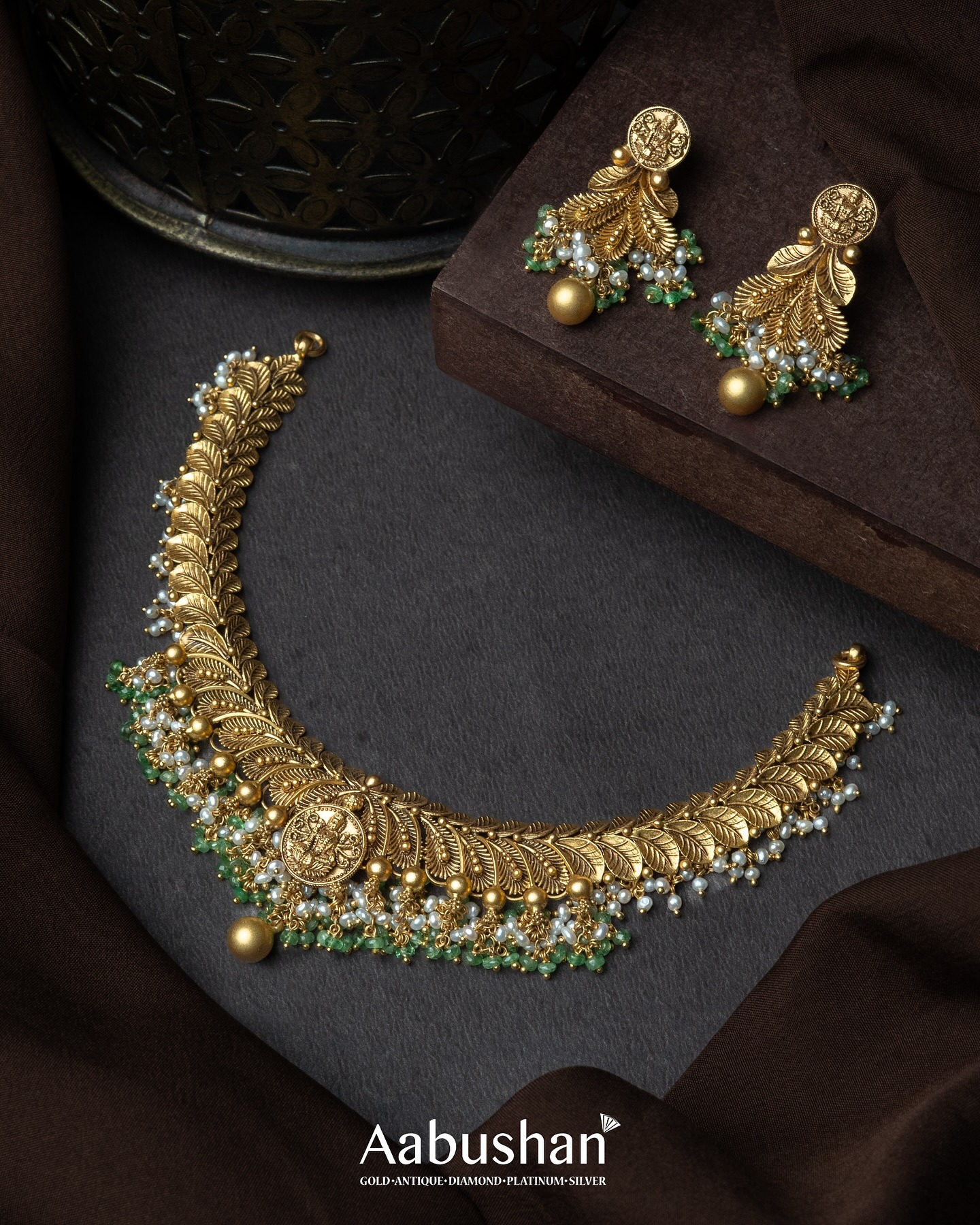 Antique Gold Temple Necklace Collection From 'Aabushan Jewellery'