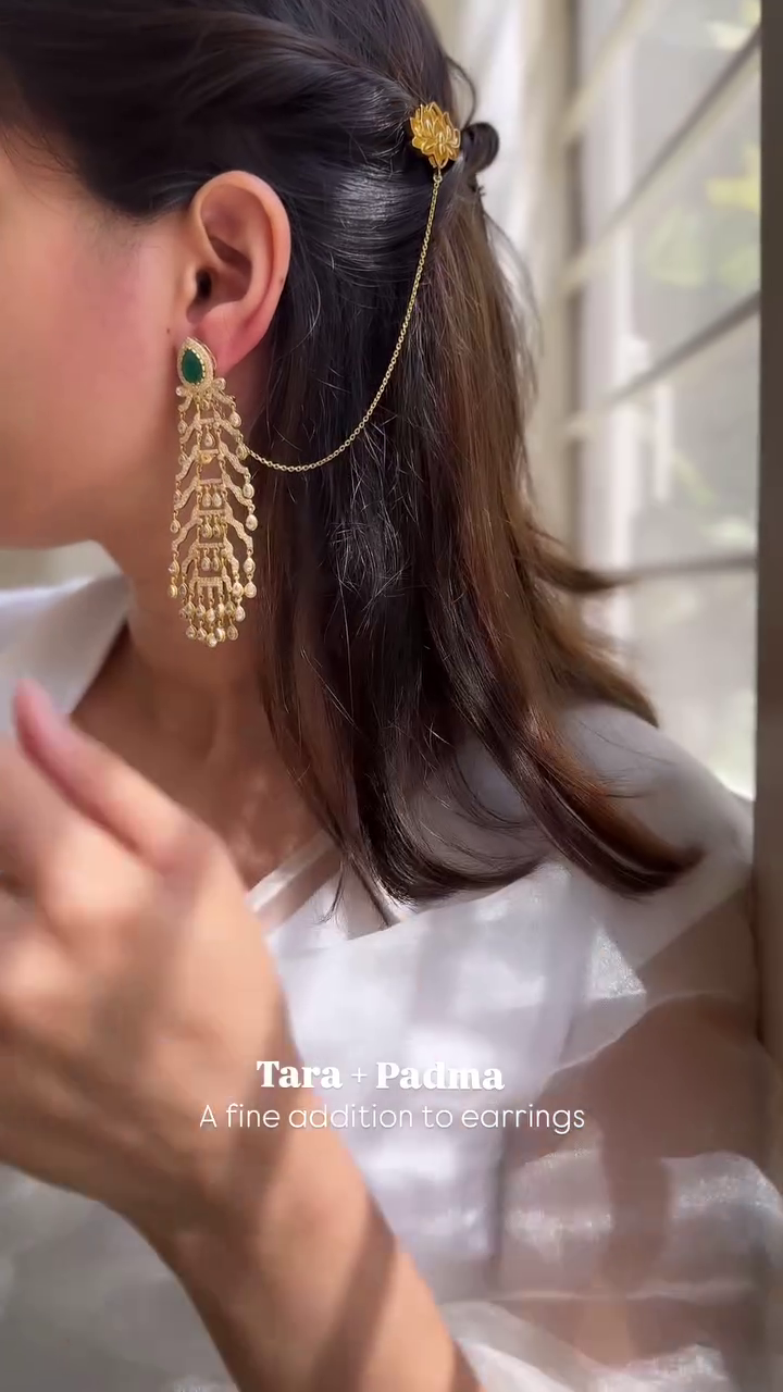 Beautiful Earrings with Padma Hair Chain From 'Eterno India'