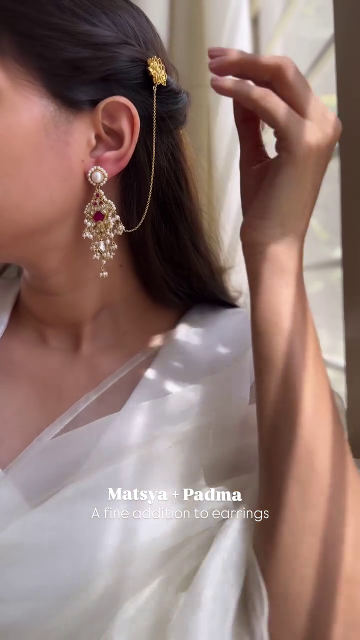 Beautiful Earrings with Padma Hair Chain From 'Eterno India'