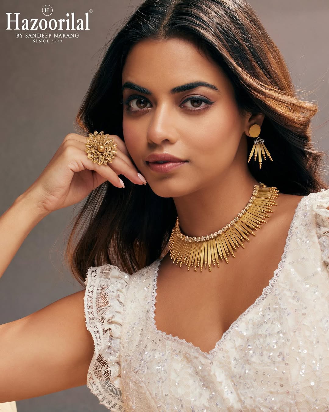 Designer Gold Spike Necklace From 'Hazoorilal Jewellers'