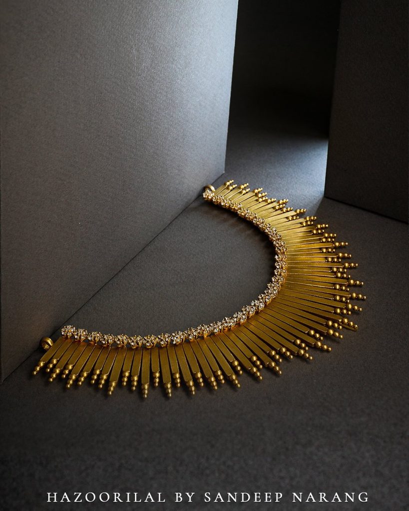 Designer Gold Spike Necklace From 'Hazoorilal Jewellers'