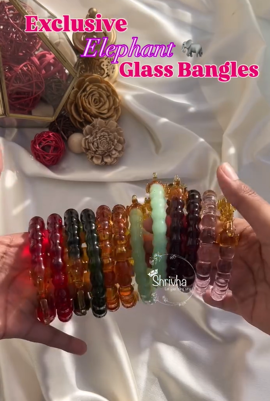 Elephant Style Glass Kada Bangles From 'Shrivha'