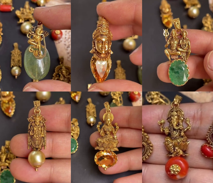 Gemstone Temple Pendants From 'Arnav Jewellery'