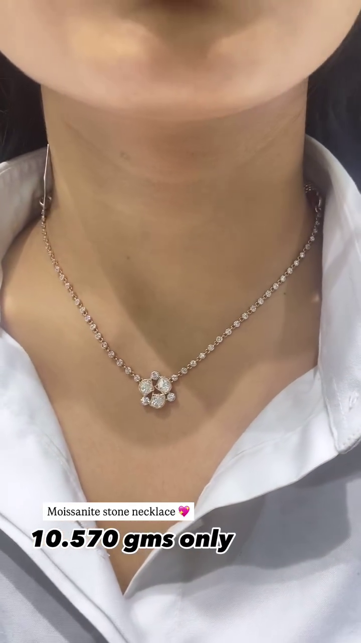 Gold Moissanite Stones Necklace Set From 'Satva Gold'