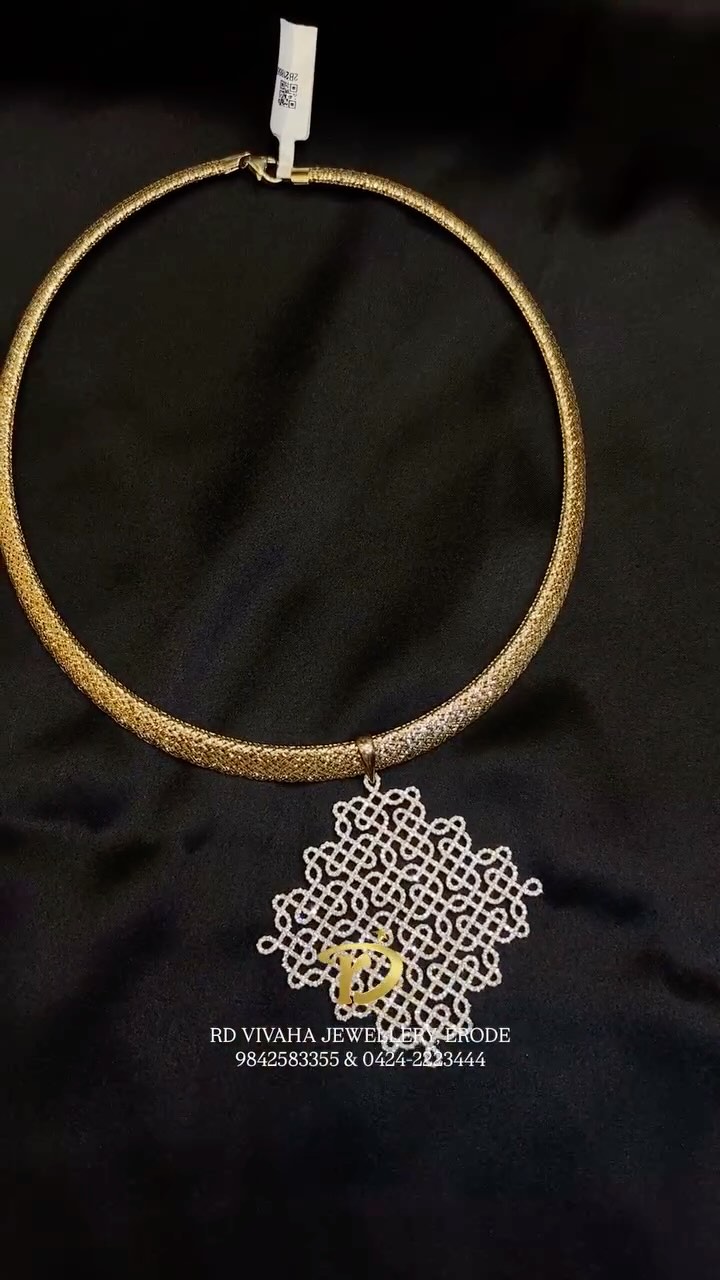 Hasli Gold Necklace With Diamond Pendant From 'RD Vivaha'