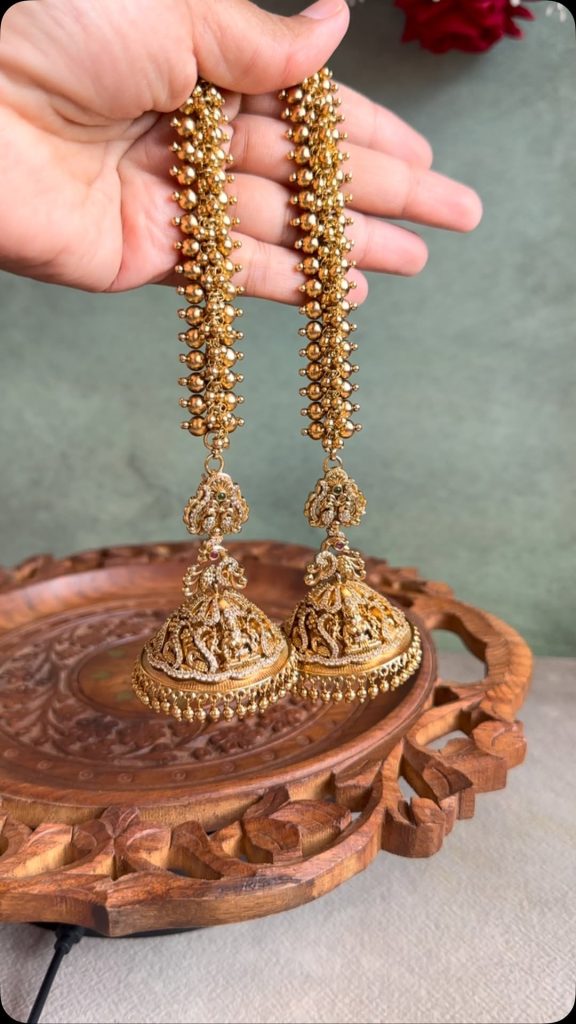 Imitation Ear Chains with Jhumkas From 'Aishi Jewellery'