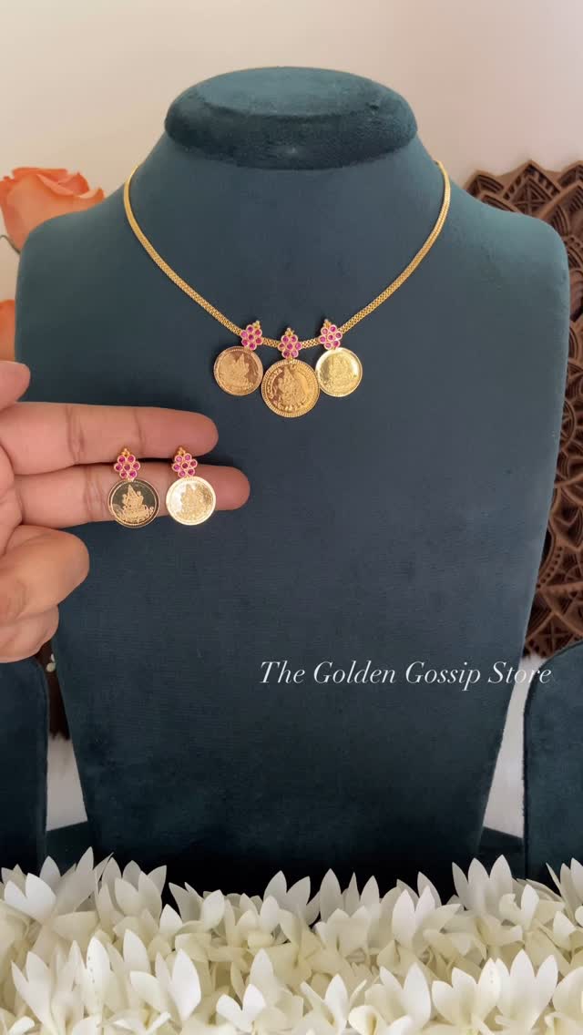 Imitation Lakshmi Coin Necklace With Ruby Stones From 'The Golden Gossip Store'