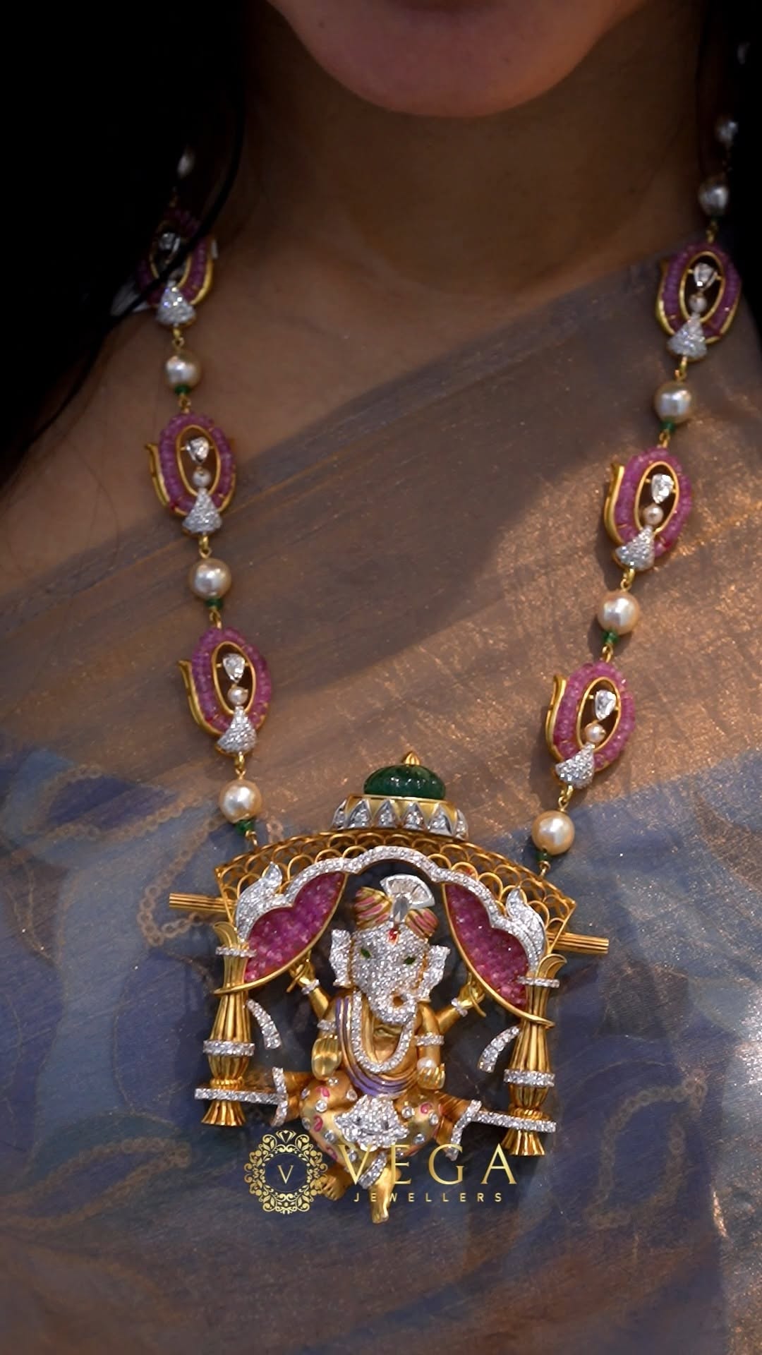 Lord Ganesh Gold Haram From 'Vega Jewellers'