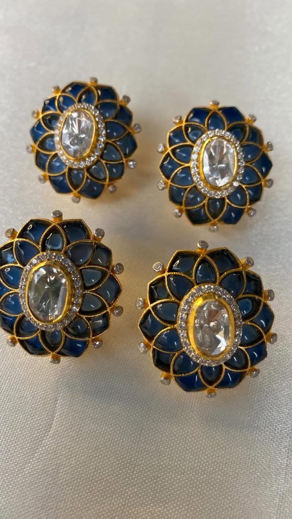 Moissanite Polki Ear Studs From 'Jewels By Sukriti'