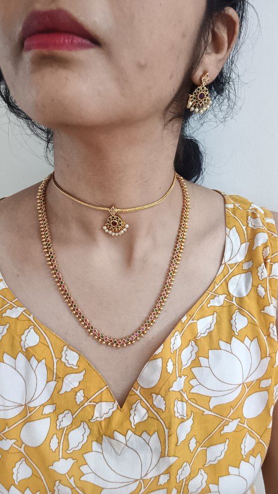 Multi Colored Attigai Necklace and Haram From 'Atira Creations'