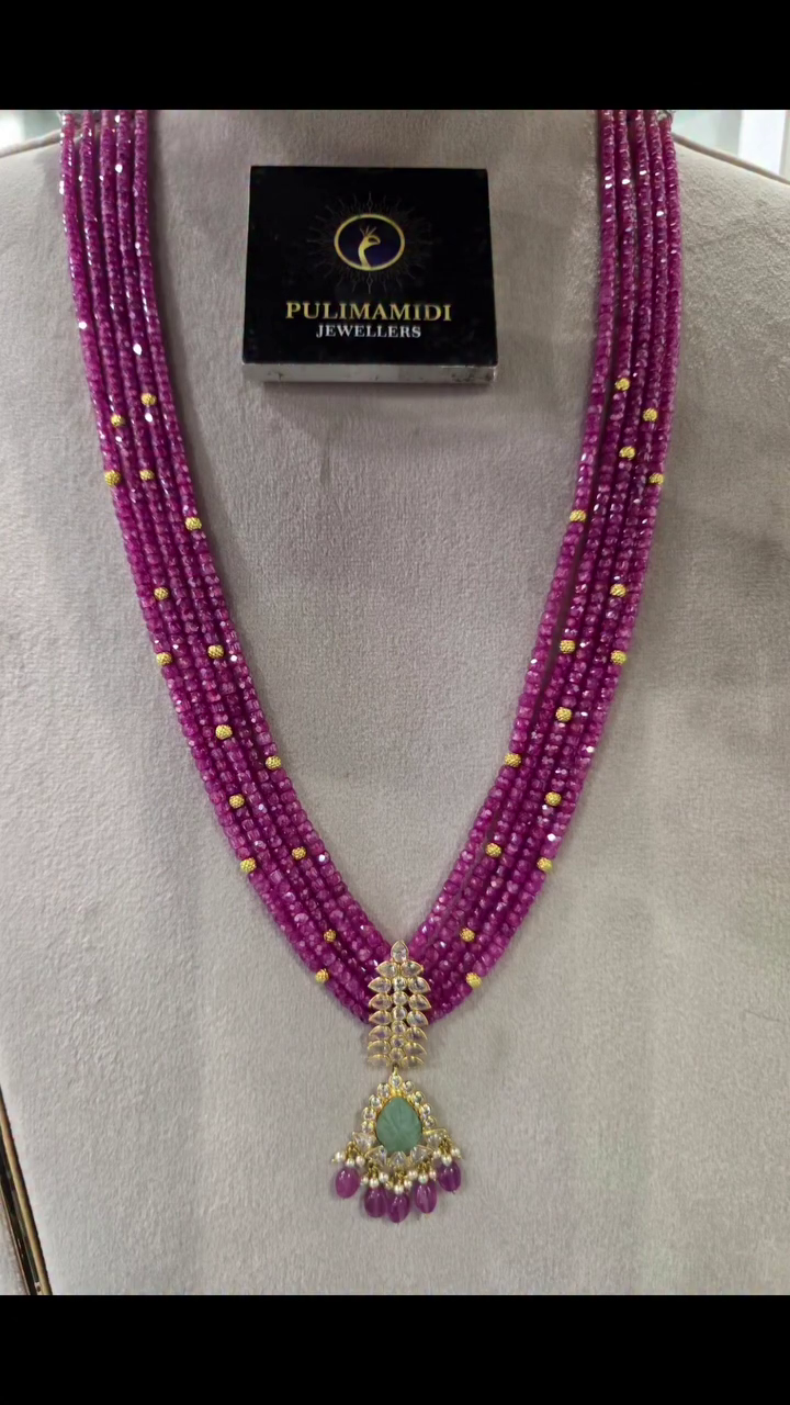 Multi Layered Beads Long Necklace From 'Pulimamidi Jewellers'