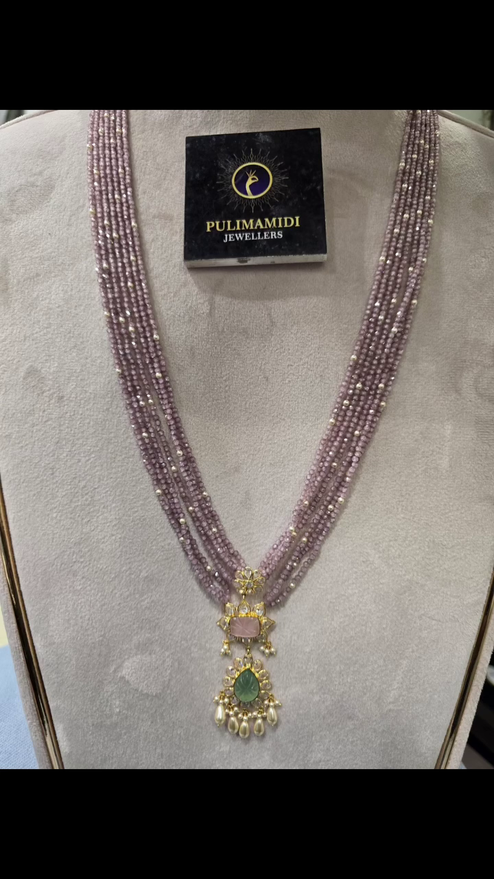 Multi Layered Beads Long Necklace From 'Pulimamidi Jewellers'
