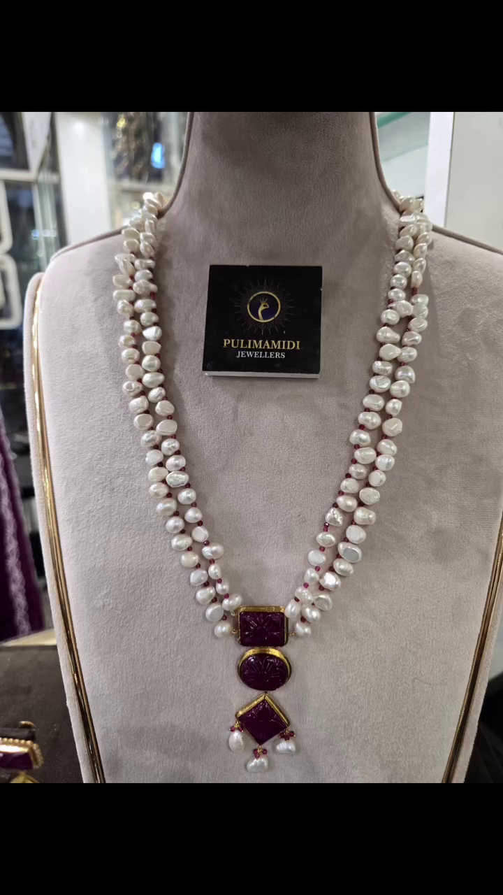 Multi Layered Beads Long Necklace From 'Pulimamidi Jewellers'