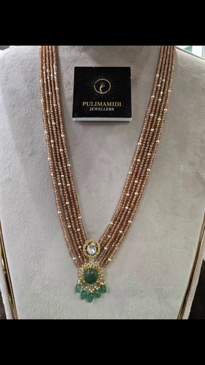 Multi Layered Beads Long Necklace From 'Pulimamidi Jewellers'