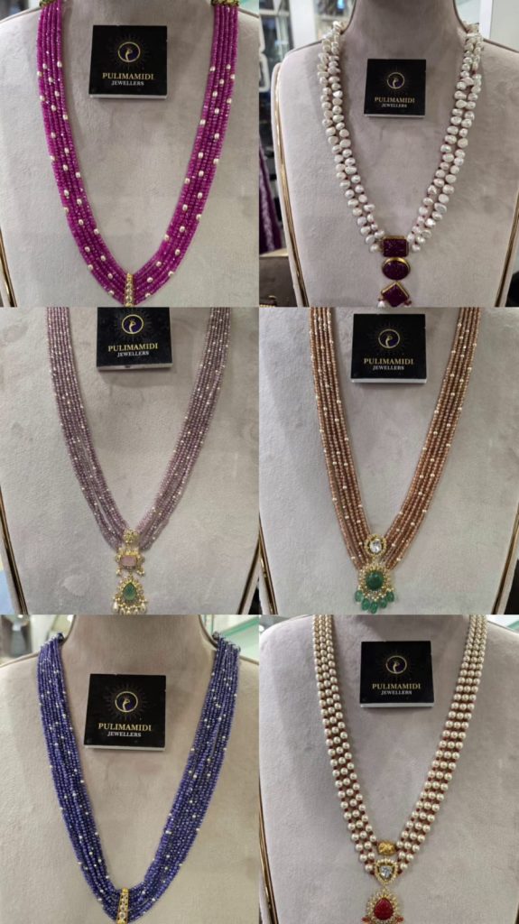Multi Layered Beads Long Necklace From 'Pulimamidi Jewellers'