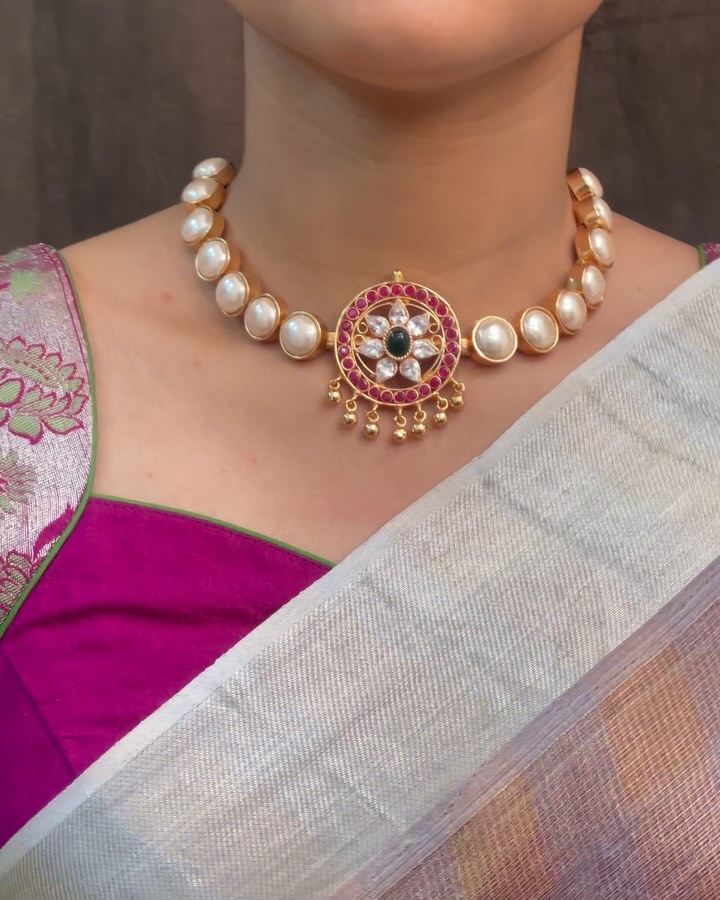 Pearl Necklace With Kemp And Zircon Stones Pendant From 'Queens Jewel Emporium'