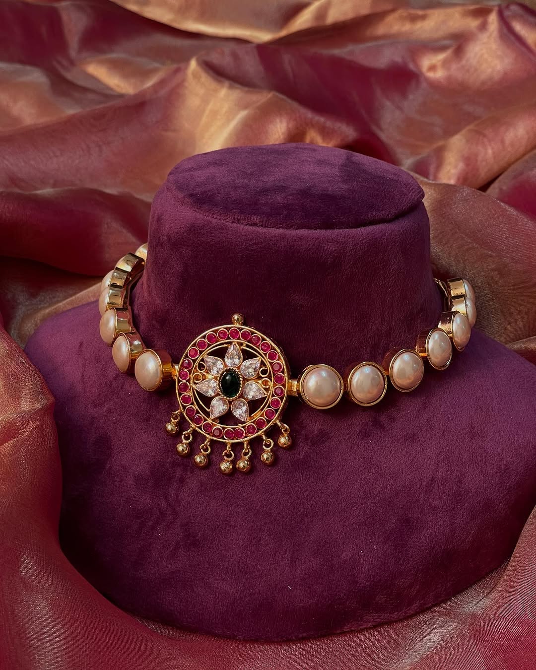Pearl Necklace With Kemp And Zircon Stones Pendant From 'Queens Jewel Emporium'