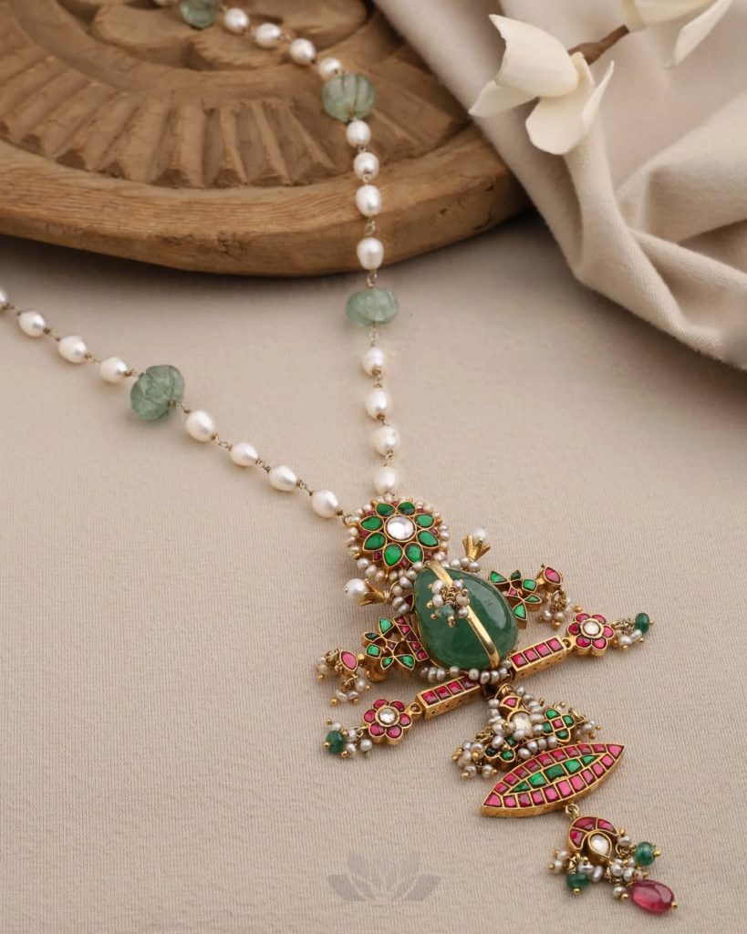 Pearls and Beads Kundan Studded Long Haram From' Prade Jewels'