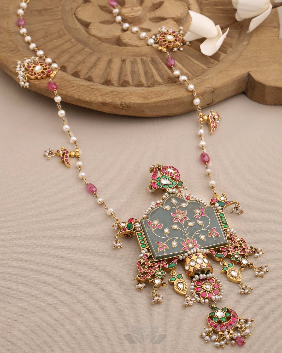 Pearls and Beads Kundan Studded Long Haram From' Prade Jewels'