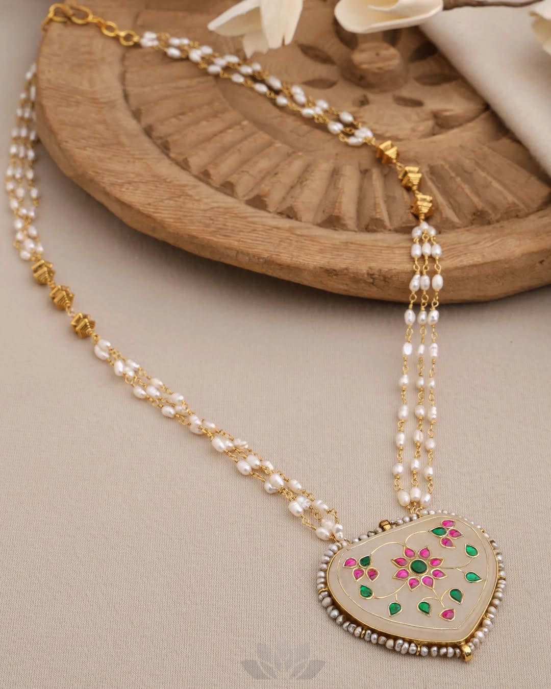 Pearls and Beads Kundan Studded Long Haram From' Prade Jewels'