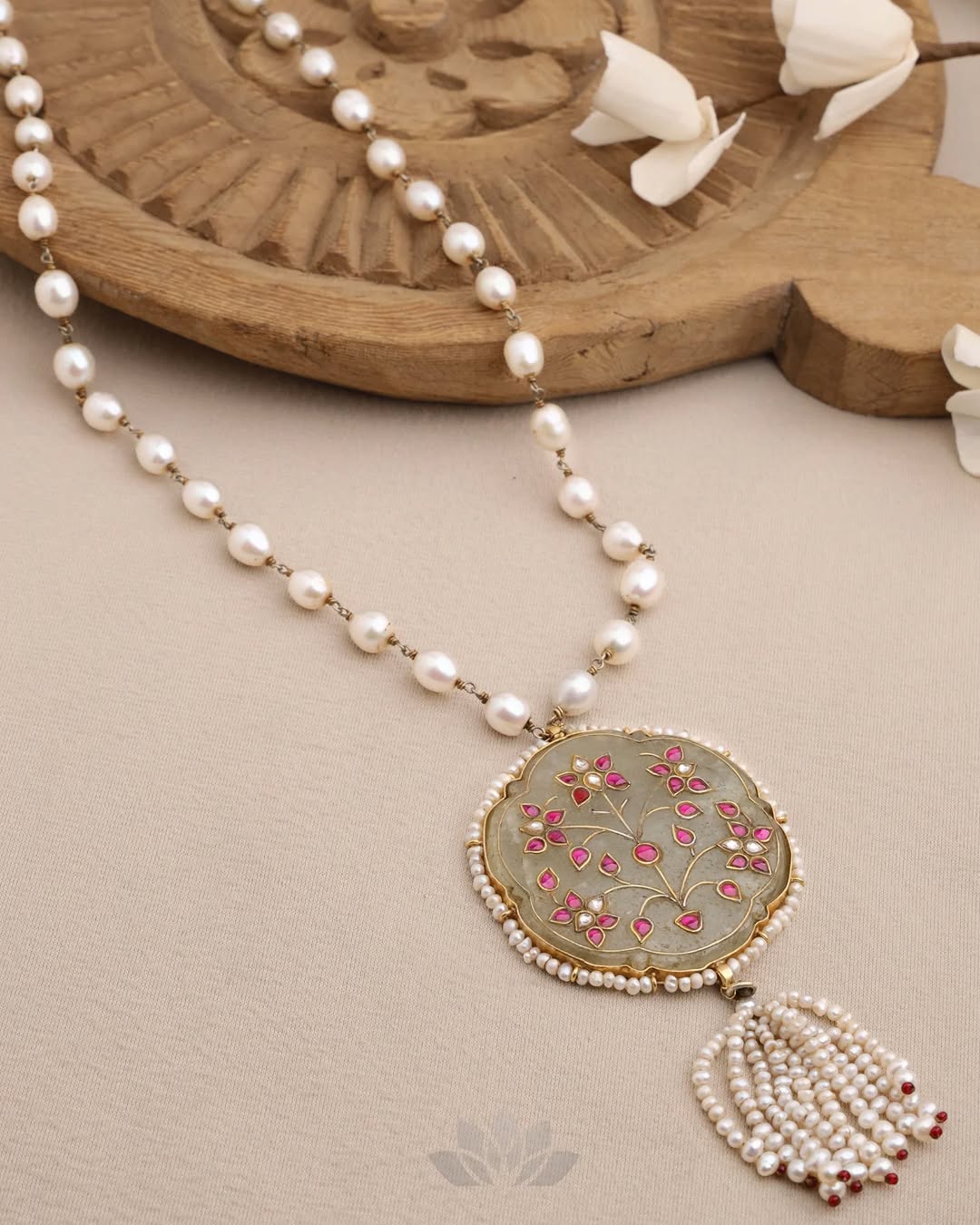 Pearls and Beads Kundan Studded Long Haram From' Prade Jewels'