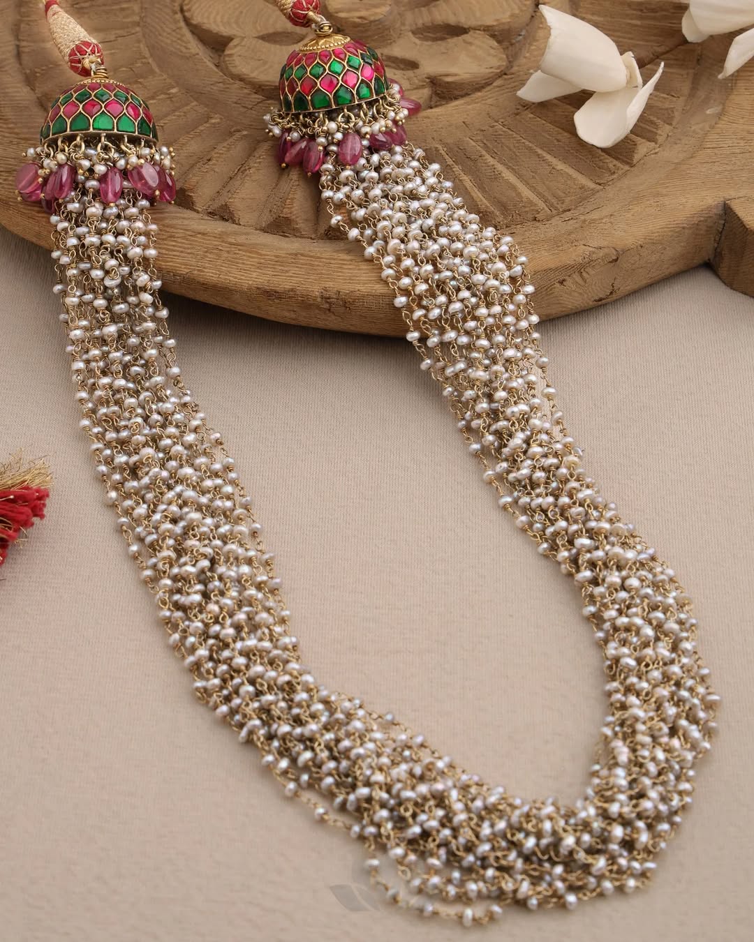 Pearls and Beads Kundan Studded Long Haram From' Prade Jewels'