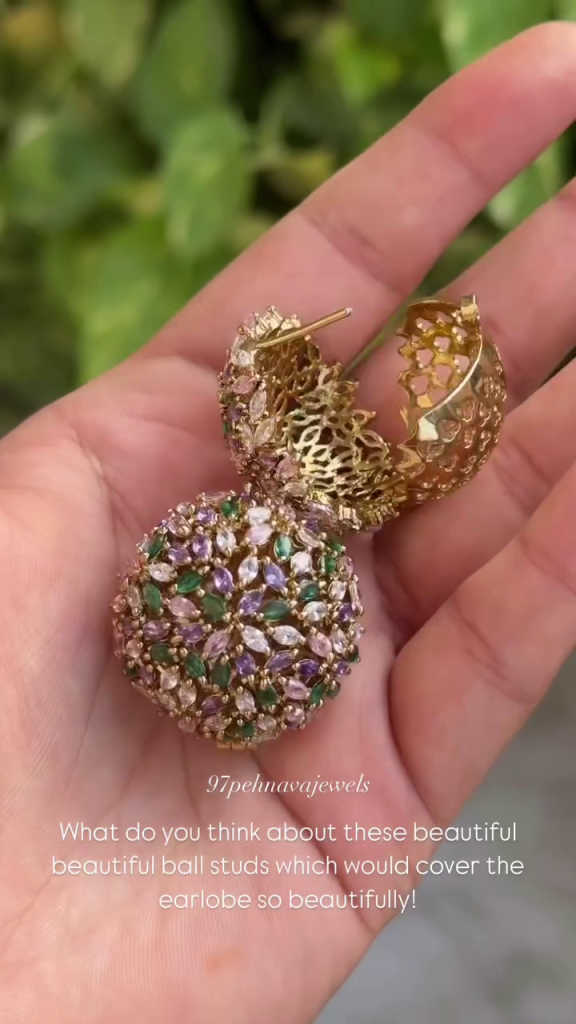 Stone Ball Ear Studs From '97Pehnava Jewels'