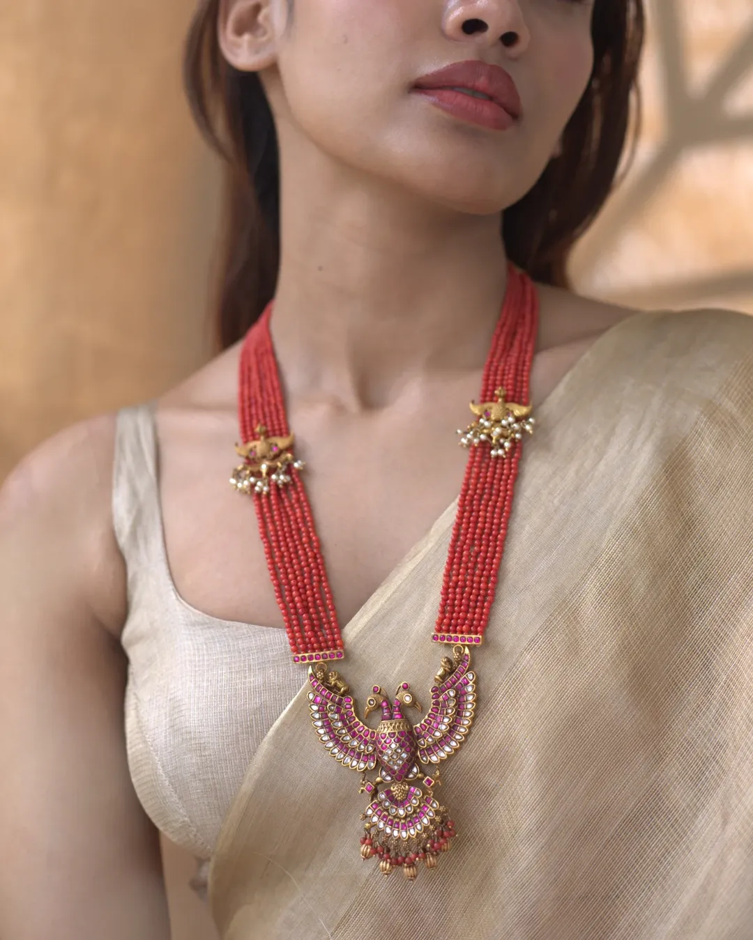 Temple Nakshi Pearl Long Haram From 'Prade Jewels'