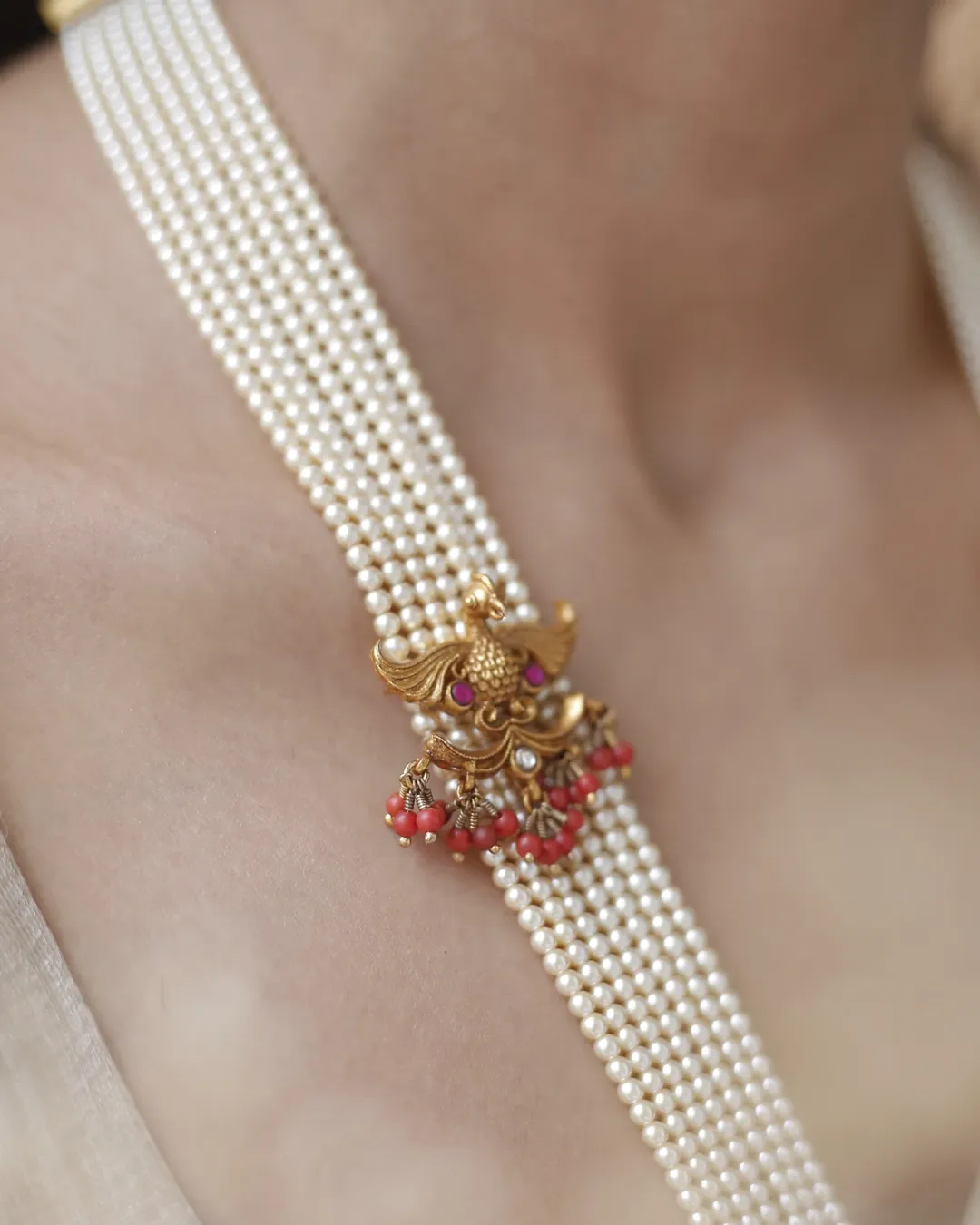 Temple Nakshi Pearl Long Haram From 'Prade Jewels'