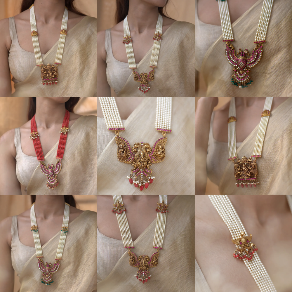 Temple Nakshi Pearl Long Haram From 'Prade Jewels'