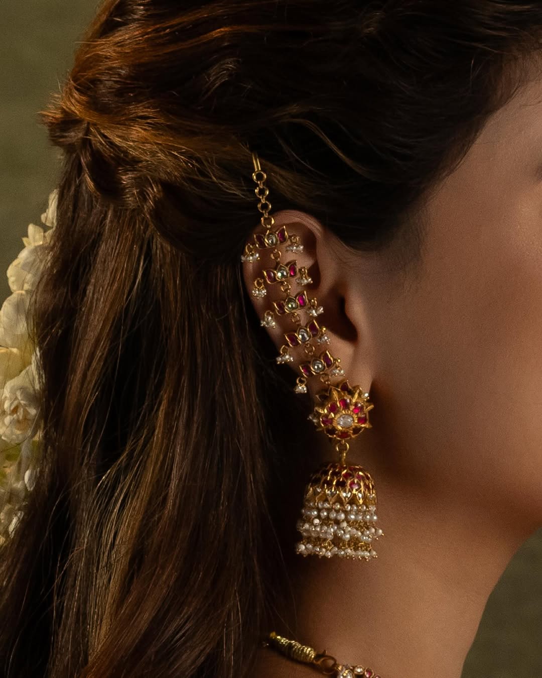 Tradition Kemp Jhumkas with Ear Chains From 'My Tvishi'