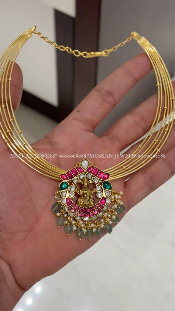 Jadau Kundan Laxmi Pendant 6 Layer Kanti Necklace From 'Muskan Jewels'