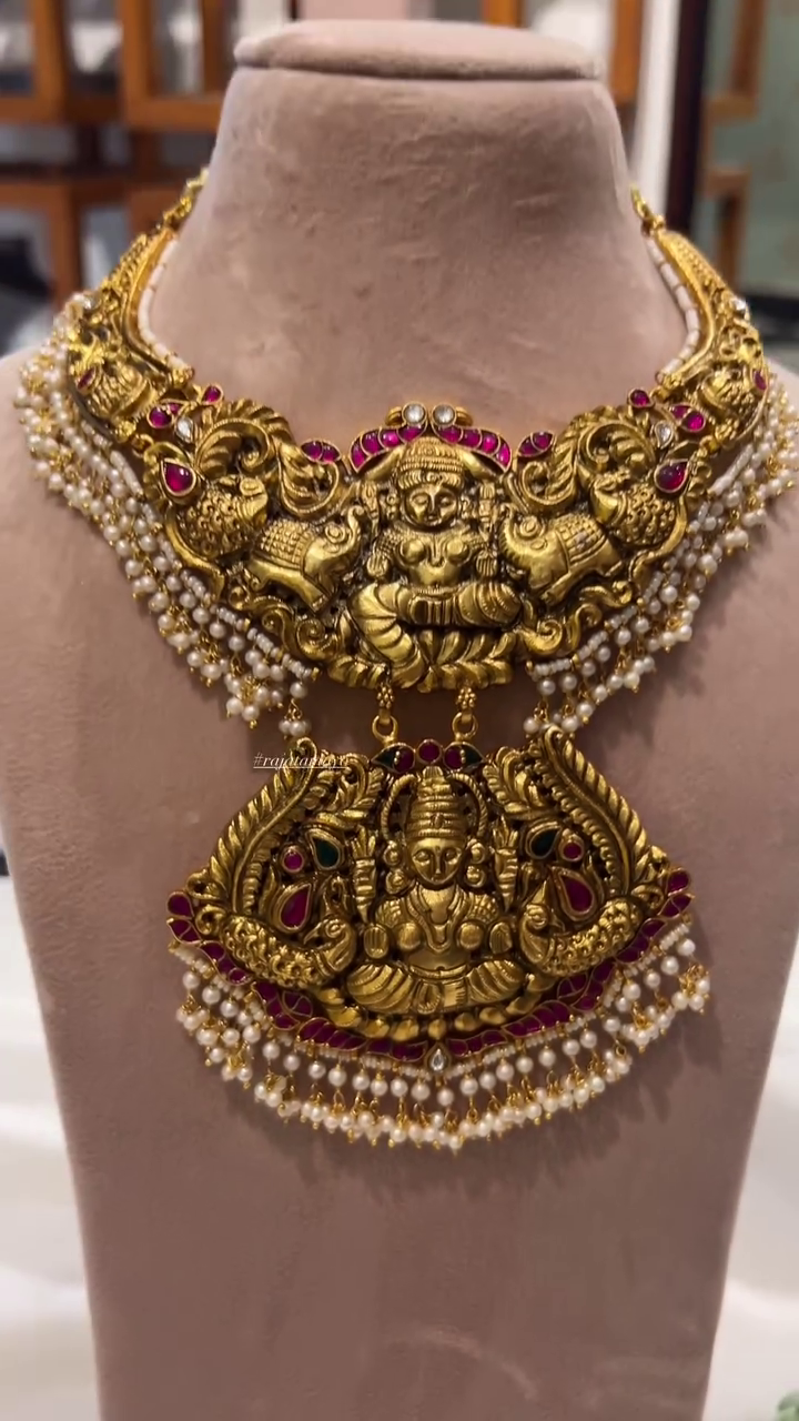 Traditional Nakshi and Peacock Necklace From 'Rajatamaya'