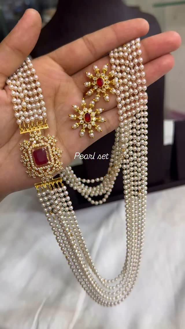 Imitation Pearl Long Necklace From 'SKJ Sri Krishna Jewellers'