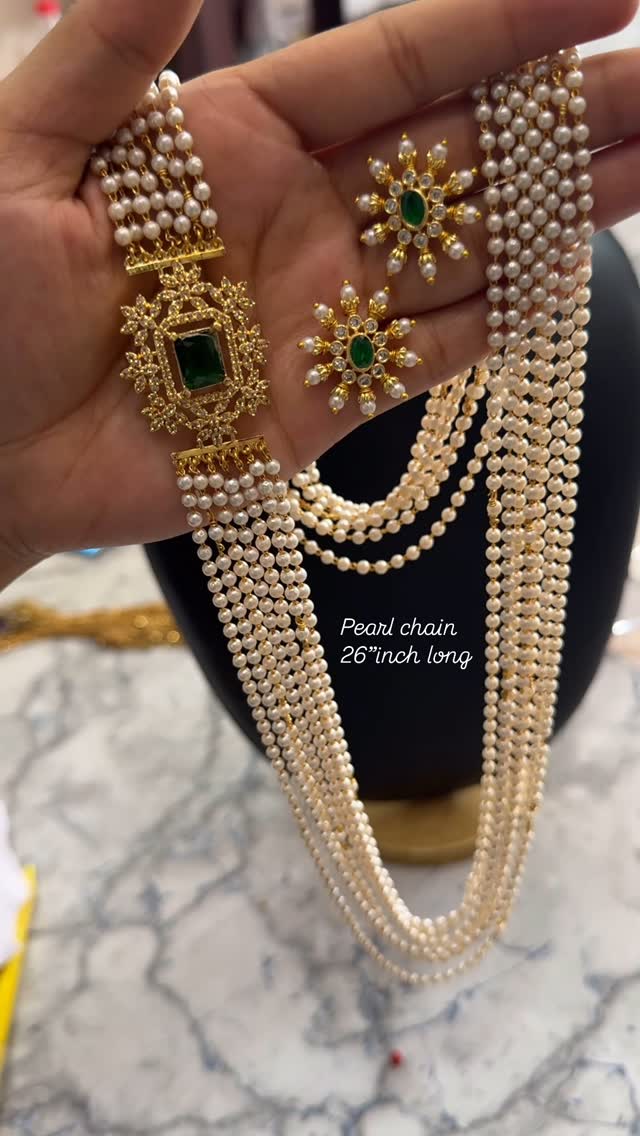 Imitation Pearl Long Necklace From 'SKJ Sri Krishna Jewellers'