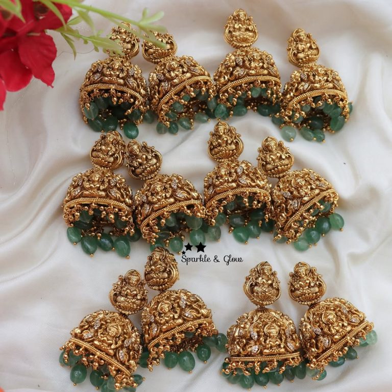 Antique Lakshmi Beaded Jhumkas From 'Sparkles By Archana'