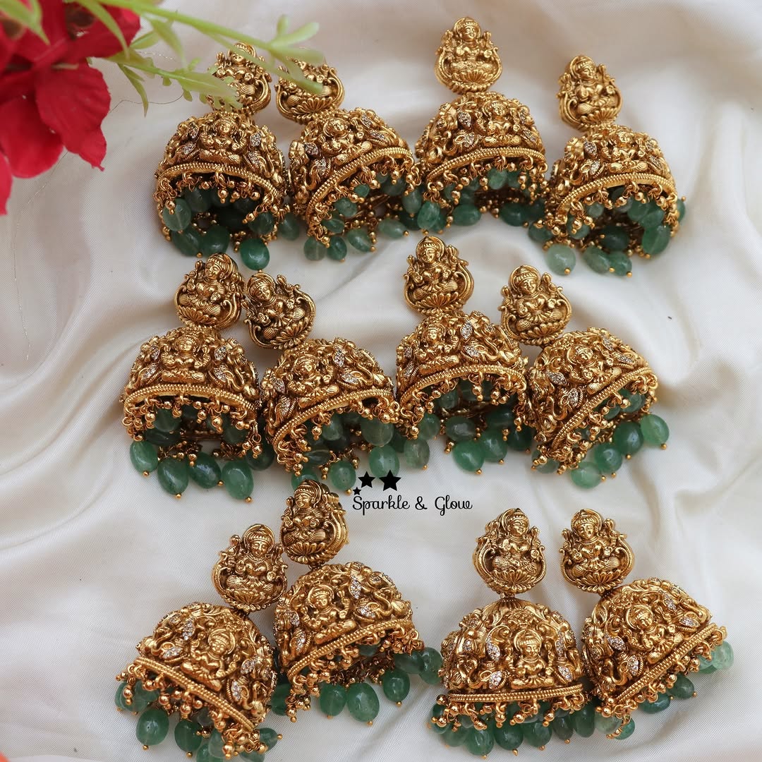 Antique Lakshmi Beaded Jhumkas From 'Sparkles By Archana'