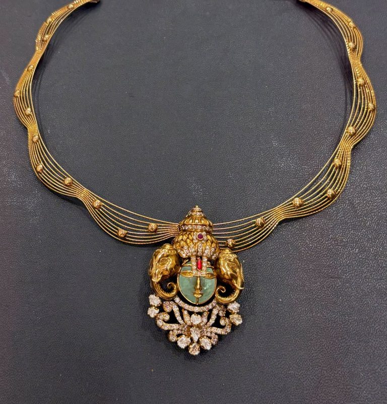 Antique Temple Pendant Gold Necklace From 'Nishagala Jewellery'