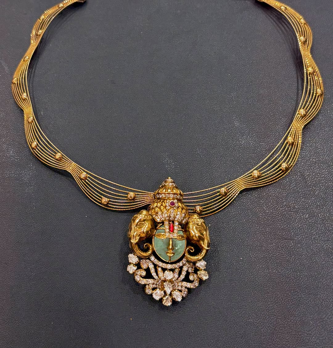 Antique Temple Pendant Gold Necklace From 'Nishagala Jewellery'
