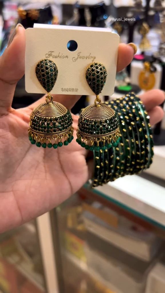 Beautiful Glass Bangles with Matching Earrings From 'Ayusi Jewels'