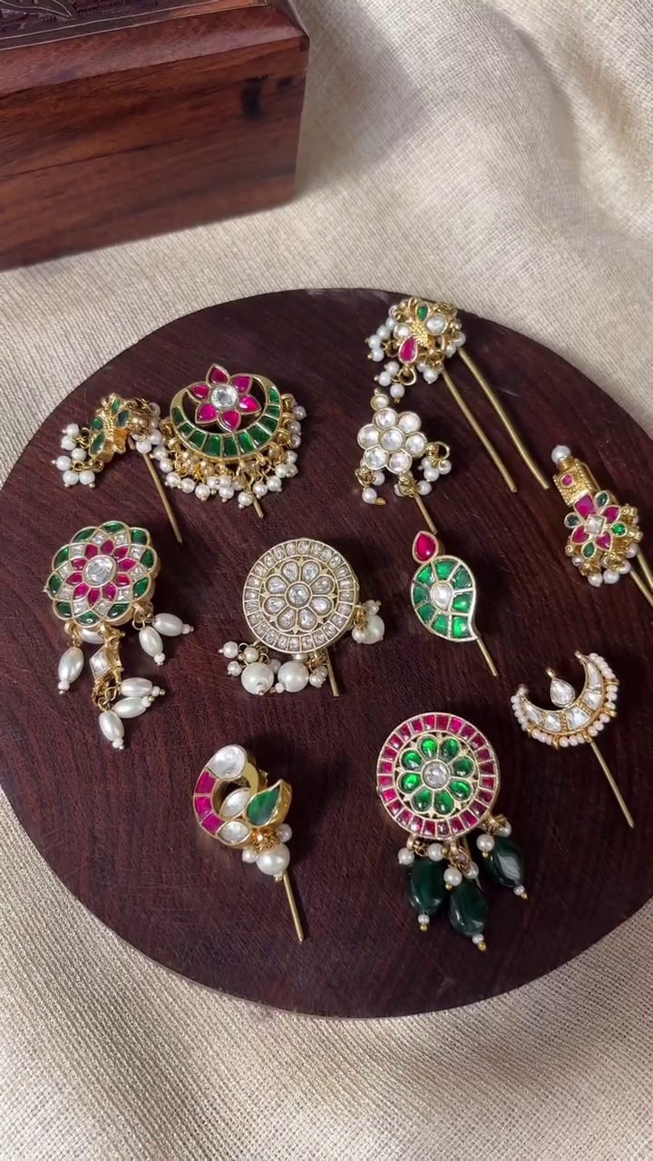 Beautiful Jadau Kundan Hair Pins Collection From 'Sreeni Accessories'