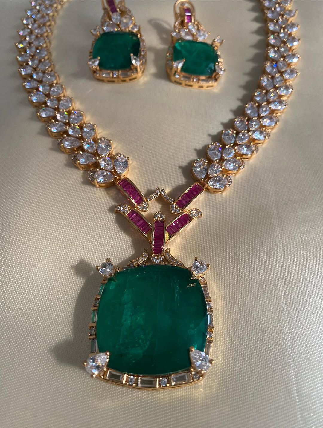 Emerald White Stone Necklace From 'Jewellss By Sukritiii'