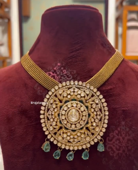 Flat Chain Necklace with Multiple Pendants From 'Rajatamaya'